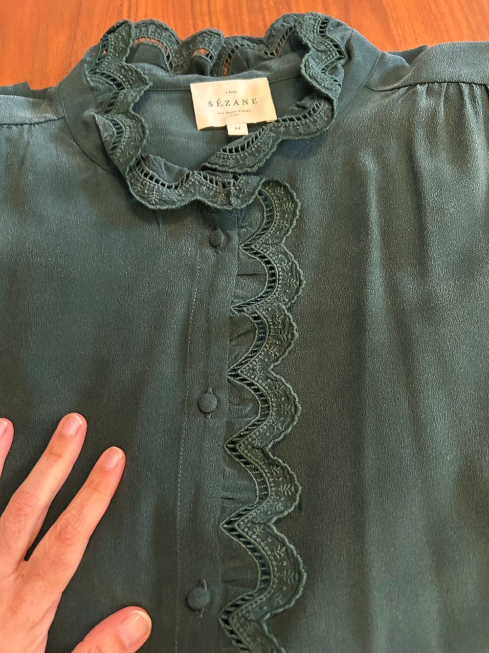Sezane Chlo Shirt Bottle Green - Size 12